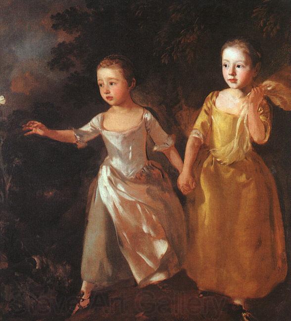 Thomas Gainsborough The Painter's Daughters Chasing a Butterfly Spain oil painting art